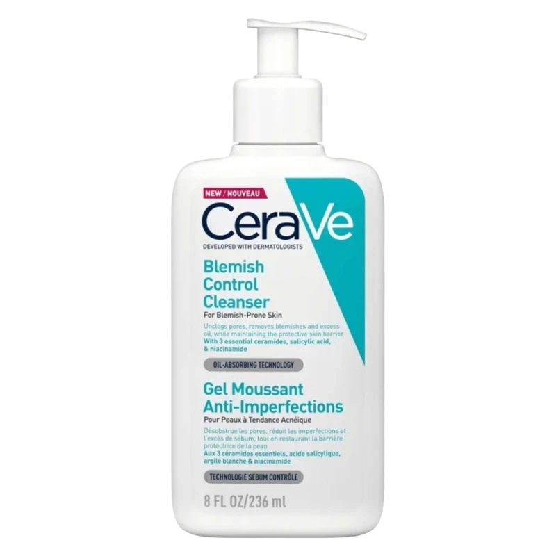 ژل شستشو ضد لک و ضد جوش بلمیش سراوی ۲۳۶ میل Blemish control cleanser اصل